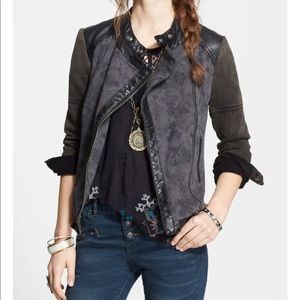 Free People Mixed Media Moto Jacket